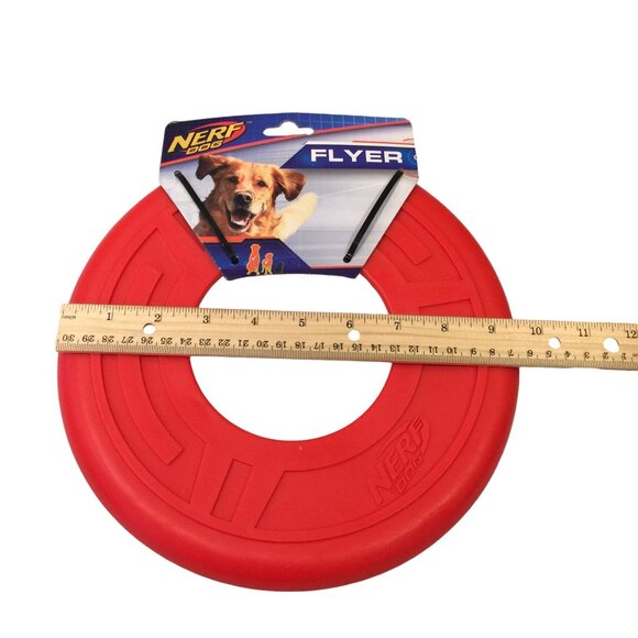 Nerf Dog Flyer Red 9 3/4" Durable Rubber Disc - Picture 2 of 3